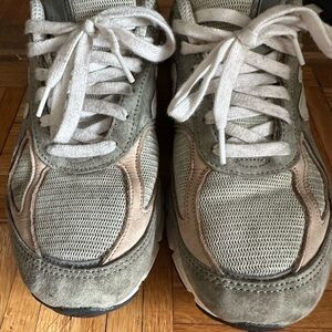 Green and Beige Athletic Sneakers